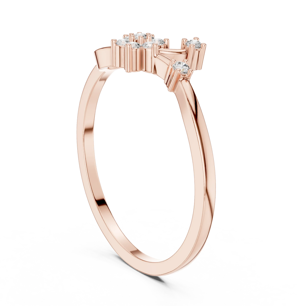 Love Knot Loop Flower Cluster Moissanite Ring in rose 925 sterling silver, view 1