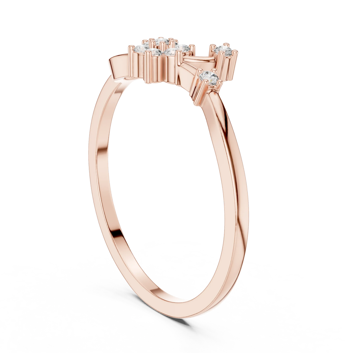 Love Knot Loop Flower Cluster Moissanite Ring in rose 925 sterling silver, view 1
