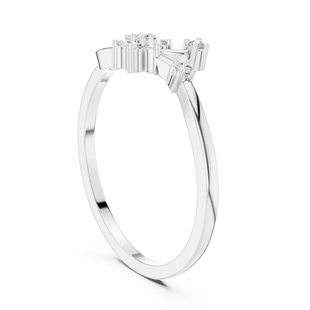 Love Knot Loop Flower Cluster Moissanite Ring in white 925 sterling silver, view 1