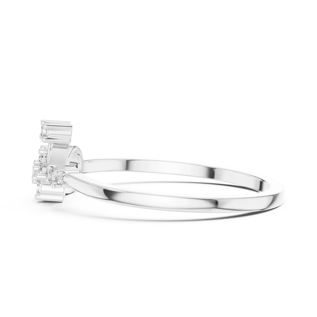 Love Knot Loop Flower Cluster Moissanite Ring in white 925 sterling silver, view 3