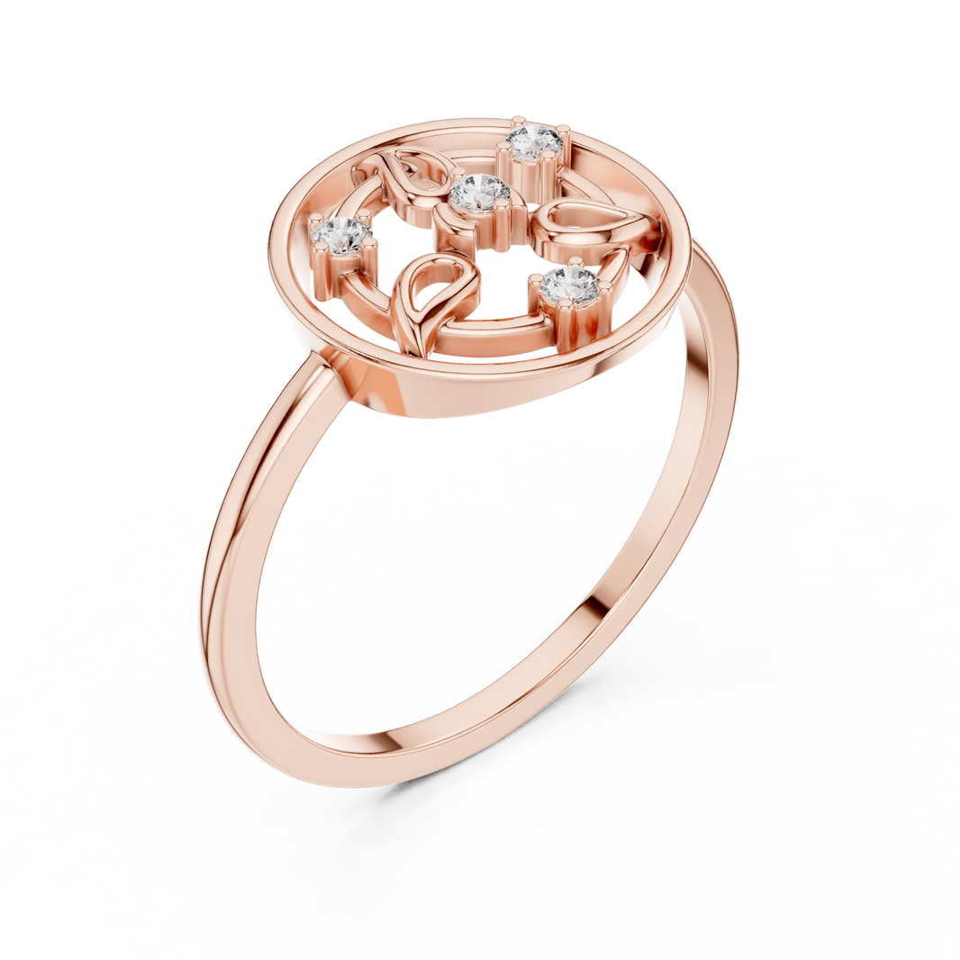Open Circle Paisley Four Stone Moissanite Ring in rose 925 sterling silver, view 2