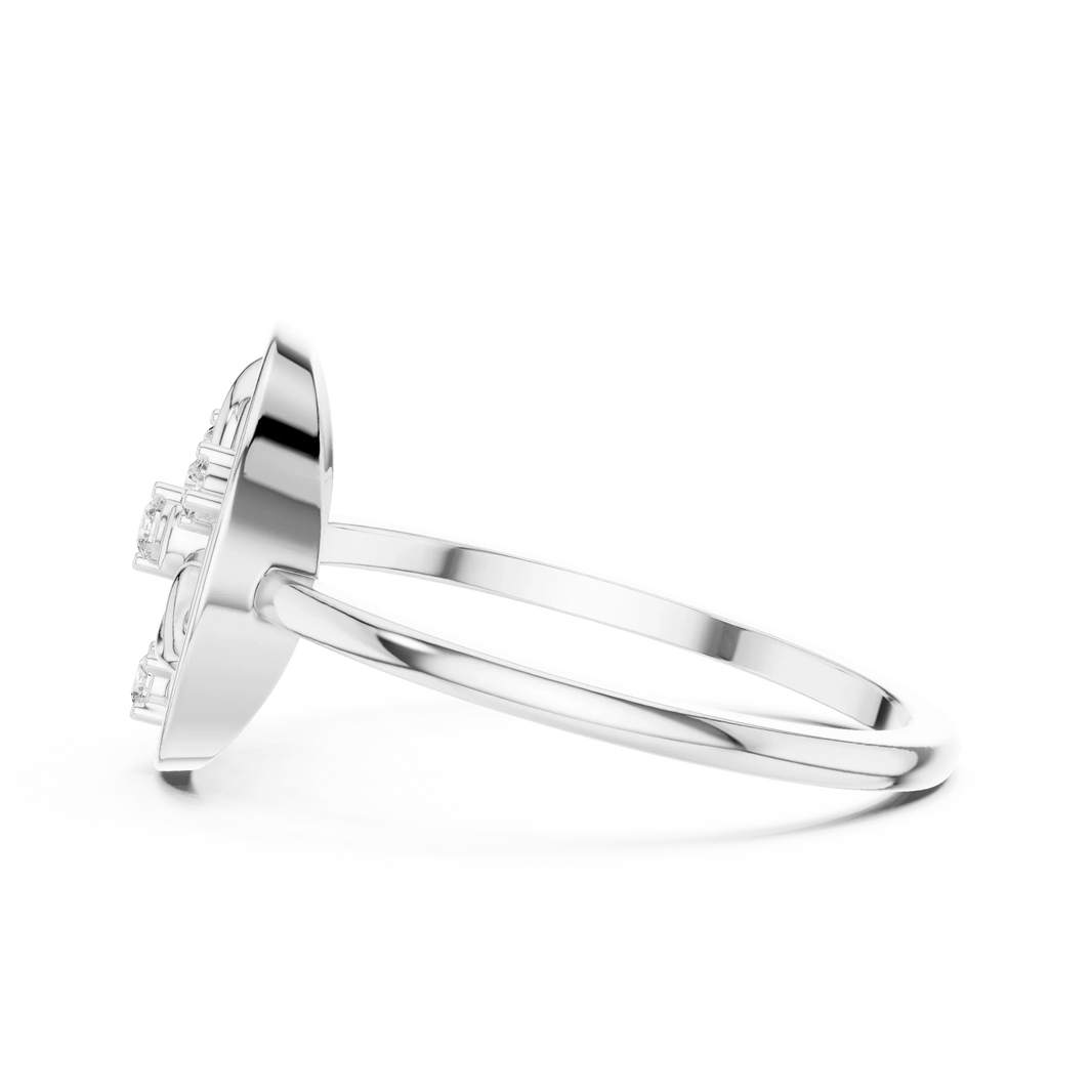 Open Circle Paisley Four Stone Moissanite Ring in white 925 sterling silver, view 3