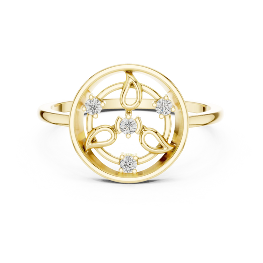 Open Circle Paisley Four Stone Moissanite Ring in yellow 925 sterling silver, view 4