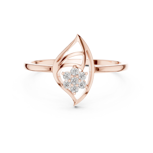 Open Marquise Swirl Flower Cluster Moissanite Ring in rose 925 sterling silver, view 4