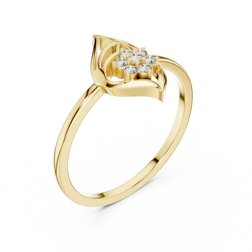 Open Marquise Swirl Flower Cluster Moissanite Ring in yellow 925 sterling silver, view 2