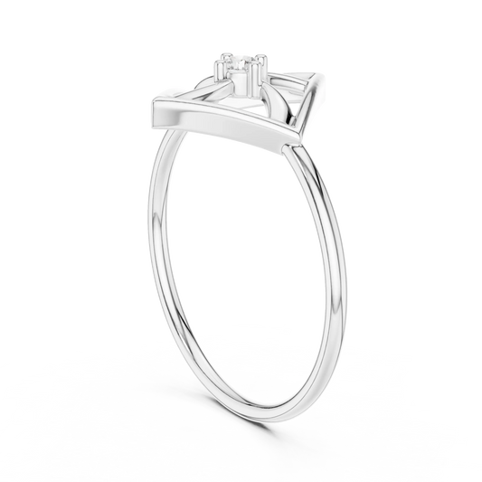 Open Square Pinwheel Solitaire Moissanite Ring in white 925 sterling silver, view 1