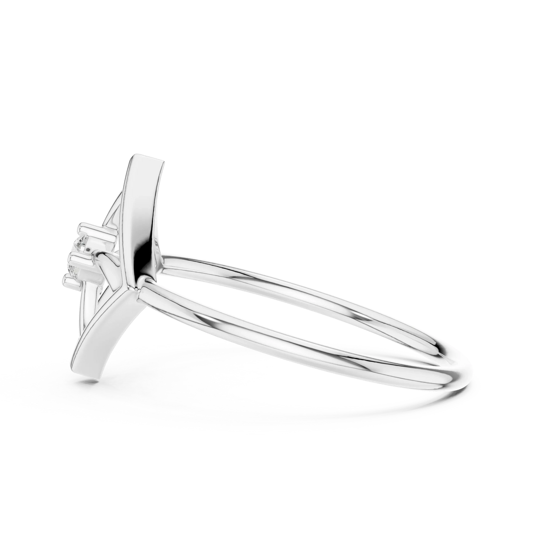 Open Square Pinwheel Solitaire Moissanite Ring in white 925 sterling silver, view 3