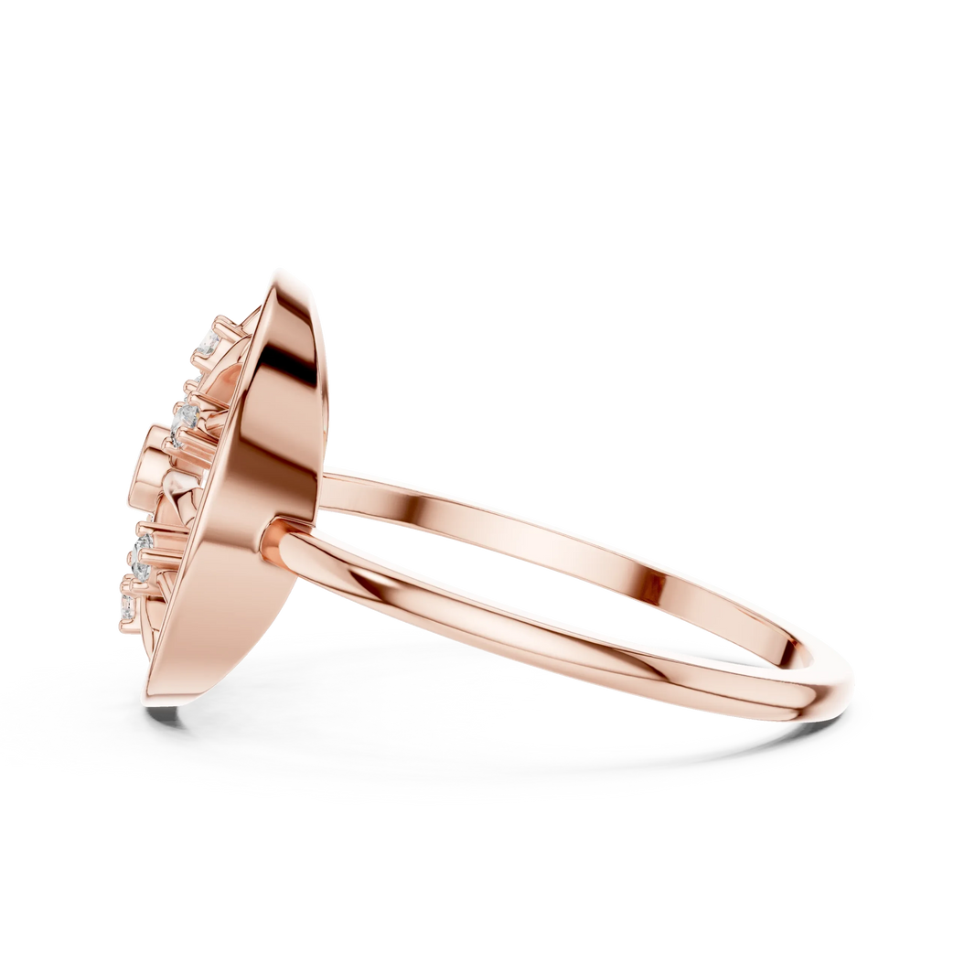 Open Wheel Spoke Bezel Centre Moissanite Ring in rose 925 sterling silver, view 3