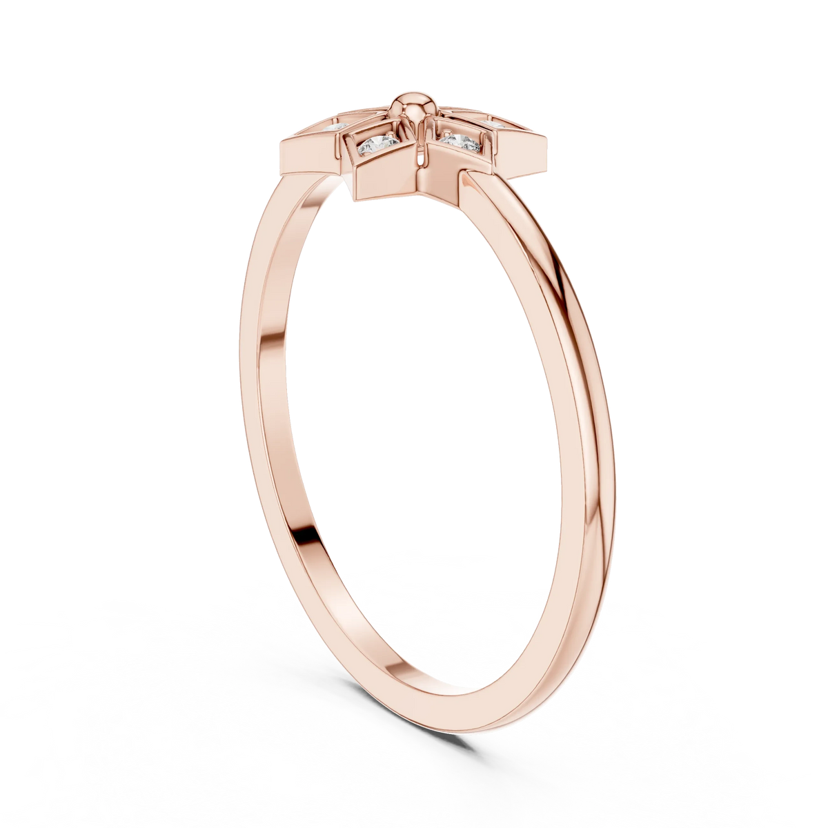 Petite Six Point Star Moissanite Ring in rose 925 sterling silver, view 1