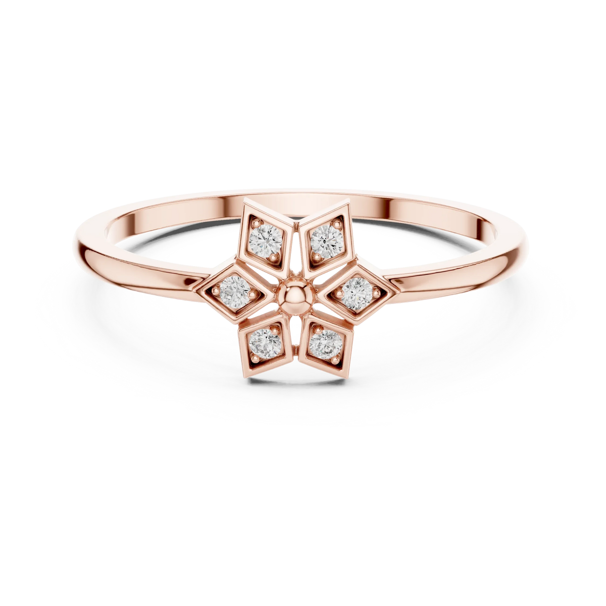 Petite Six Point Star Moissanite Ring in rose 925 sterling silver, view 4