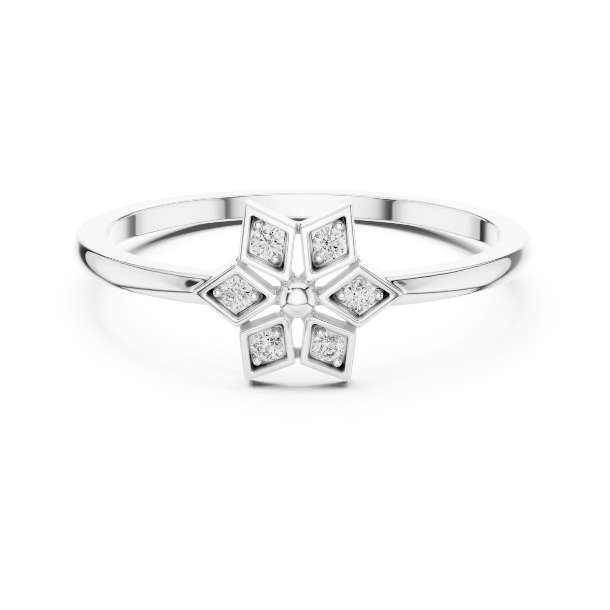 Petite Six Point Star Moissanite Ring in white 925 sterling silver, view 4