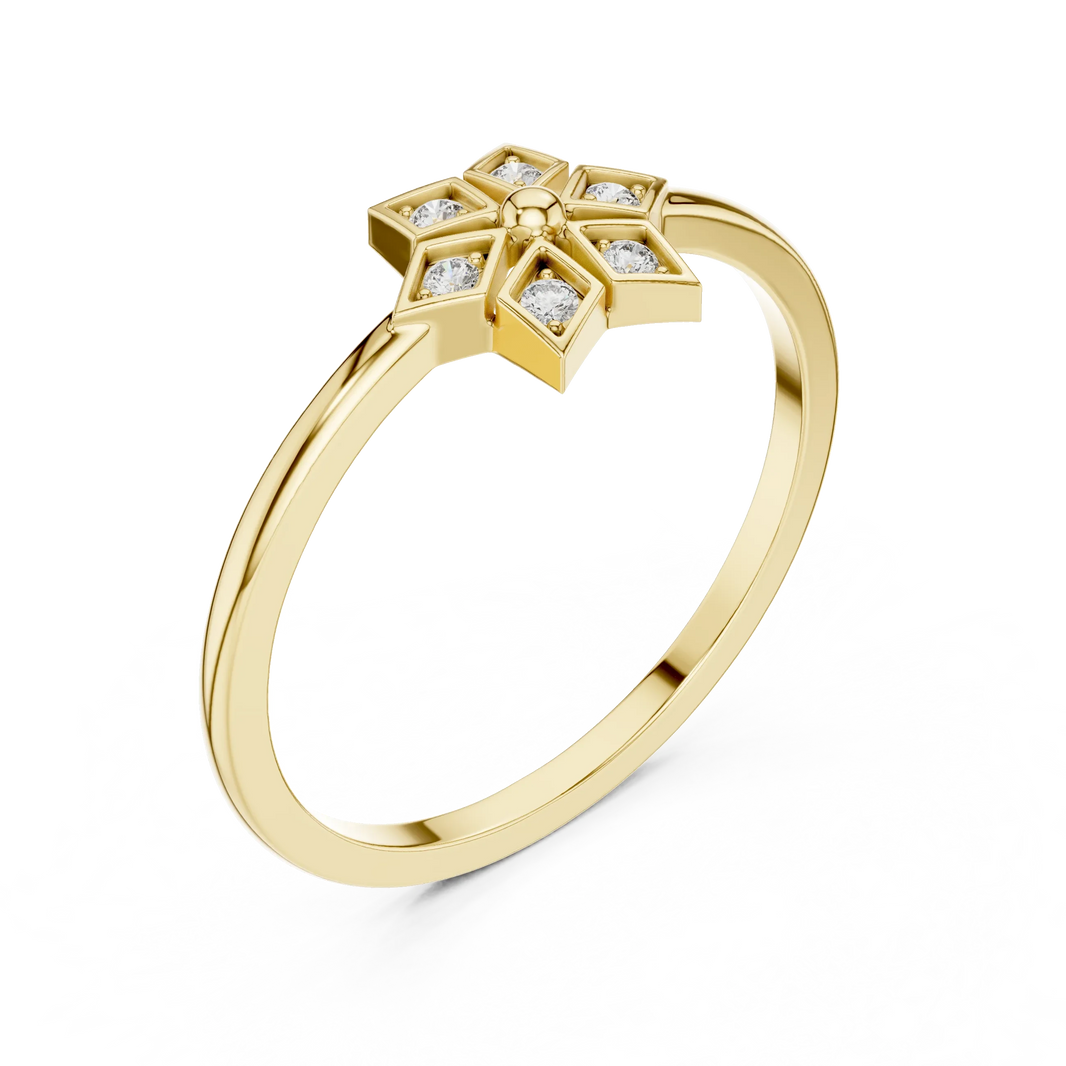 Petite Six Point Star Moissanite Ring in yellow 925 sterling silver, view 2