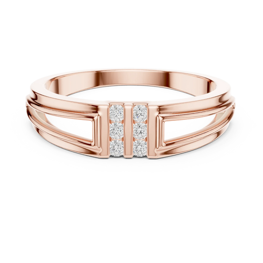 Open Panel Twin Channel Six Stone Moissanite Ring in rose 925 sterling silver, view 4