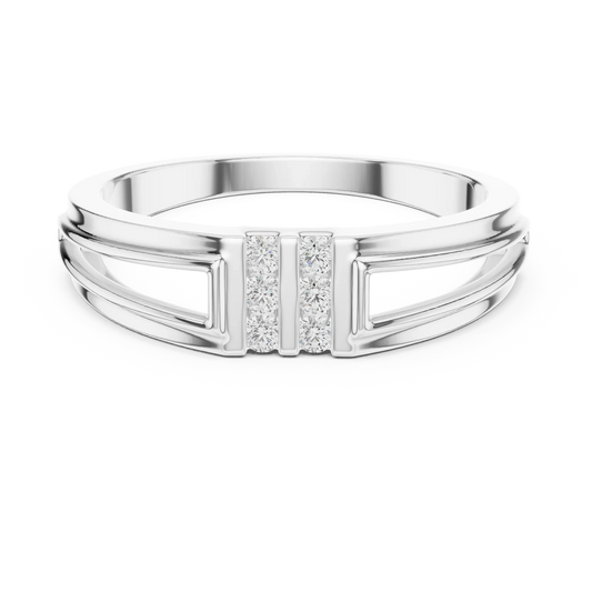 Open Panel Twin Channel Six Stone Moissanite Ring in white 925 sterling silver, view 4