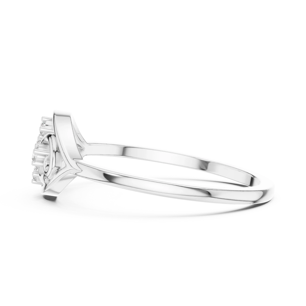 Open Eye Scroll Four Stone Moissanite Ring in white 925 sterling silver, view 3