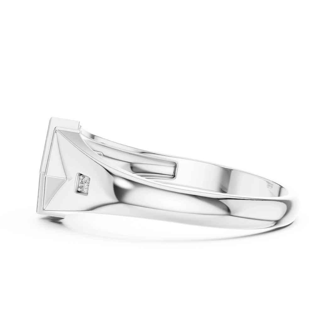 Rhombus Signet Four Stone Square Cluster Moissanite Ring in white 925 sterling silver, view 3