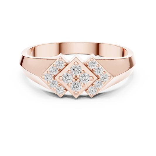 Triple Rhombus Signet Pavé Cluster Moissanite Ring in rose 925 sterling silver, view 4