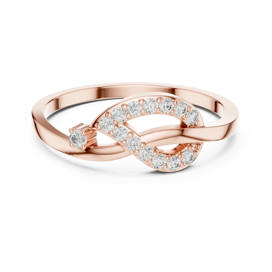 Pavé Love Knot Loop Single Accent Moissanite Ring in rose 925 sterling silver, view 4