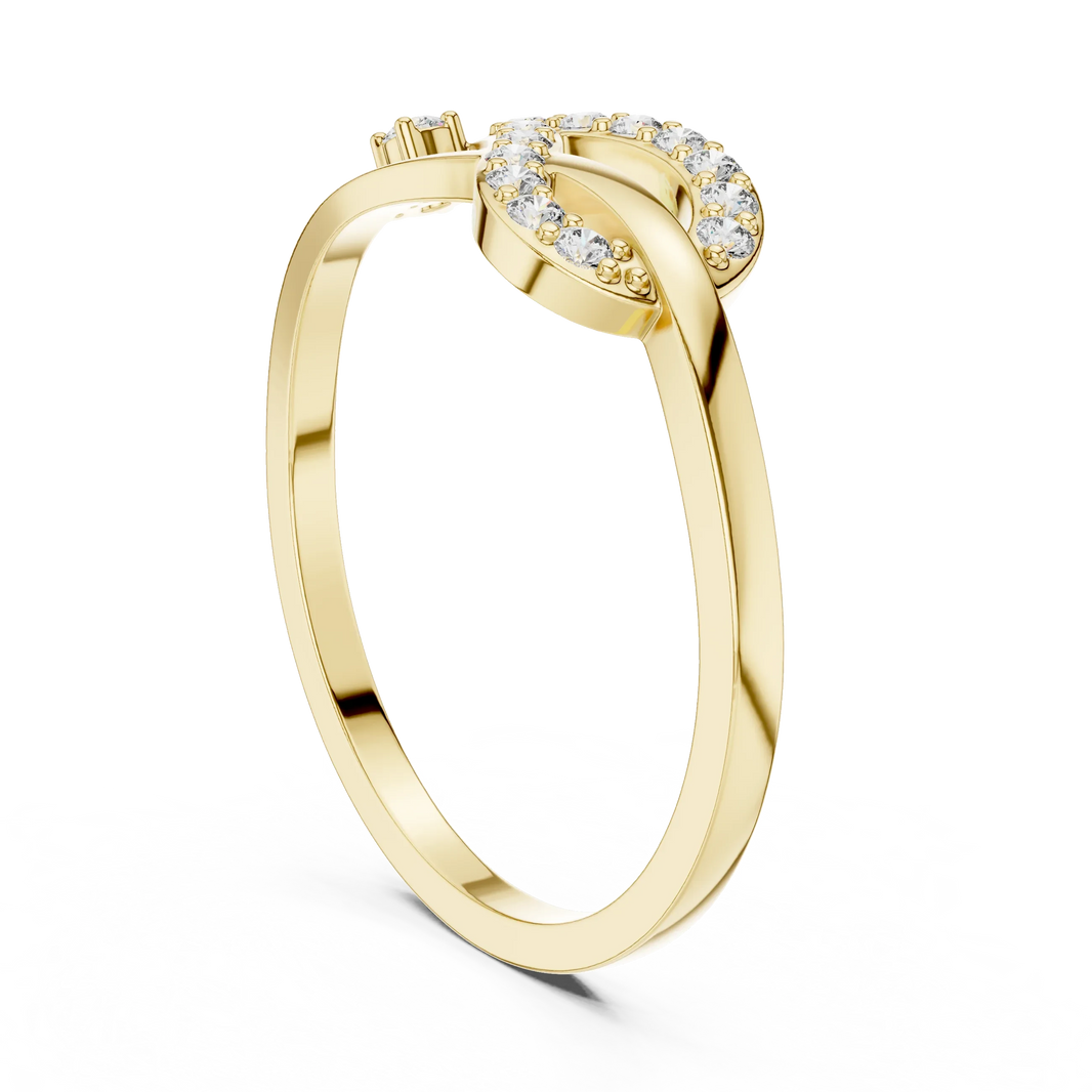 Pavé Love Knot Loop Single Accent Moissanite Ring in yellow 925 sterling silver, view 1