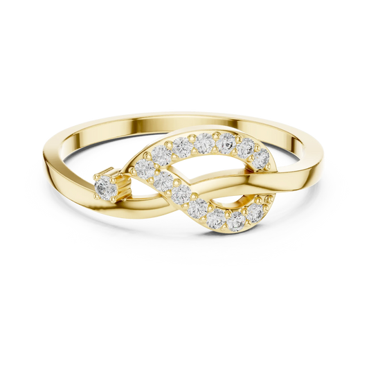 Pavé Love Knot Loop Single Accent Moissanite Ring in yellow 925 sterling silver, view 4