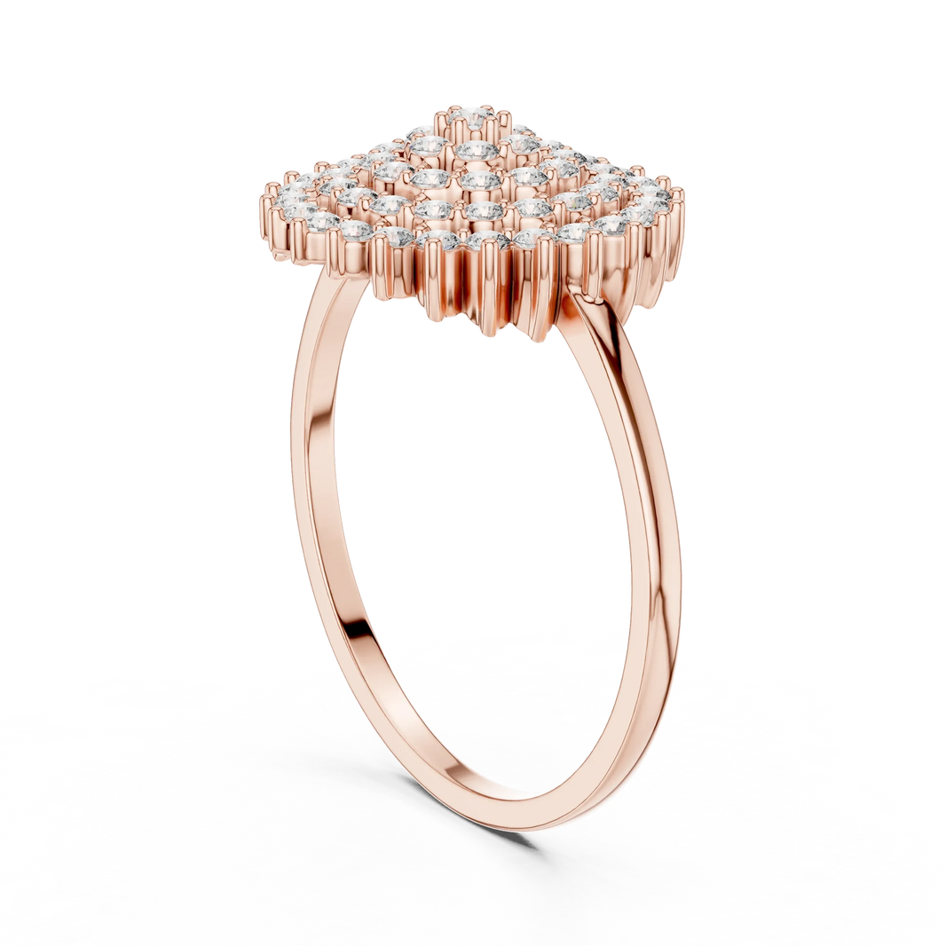 Large Round Domed Pavé Cluster Moissanite Ring in rose 925 sterling silver, view 1