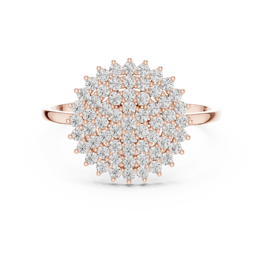 Large Round Domed Pavé Cluster Moissanite Ring in rose 925 sterling silver, view 4