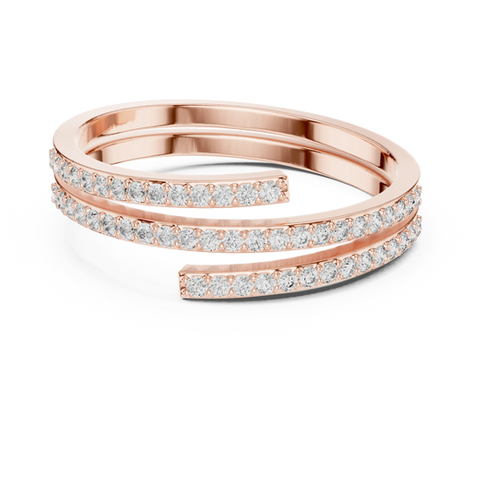 Triple Row Pavé Open Wrap Moissanite Ring in rose 925 sterling silver, view 4