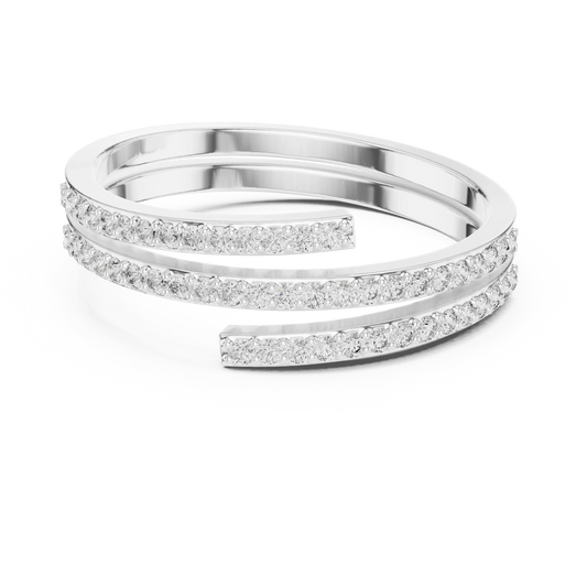 Triple Row Pavé Open Wrap Moissanite Ring in white 925 sterling silver, view 4