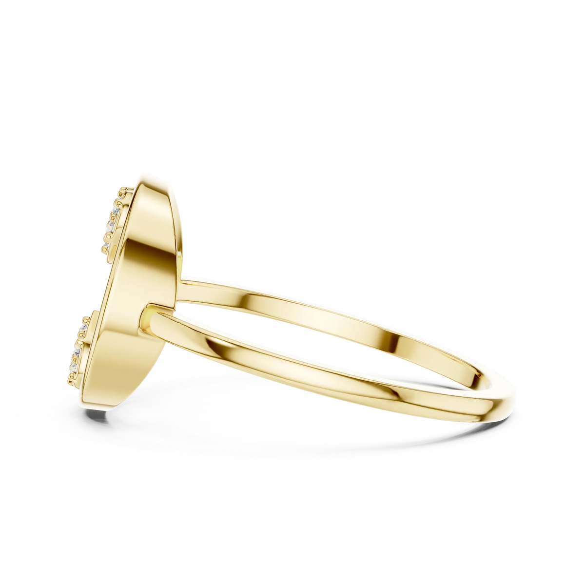 Open Circle Twin Pavé Heart Moissanite Ring in yellow 925 sterling silver, view 3