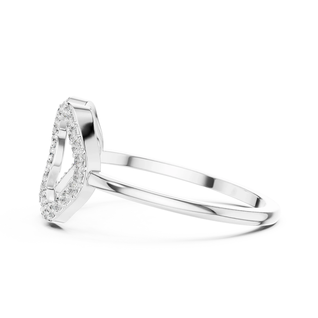Interlocking Open Pavé Hearts Moissanite Ring in white 925 sterling silver, view 3