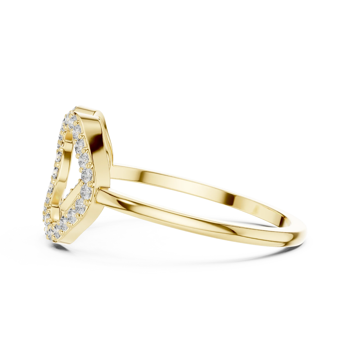 Interlocking Open Pavé Hearts Moissanite Ring in yellow 925 sterling silver, view 3