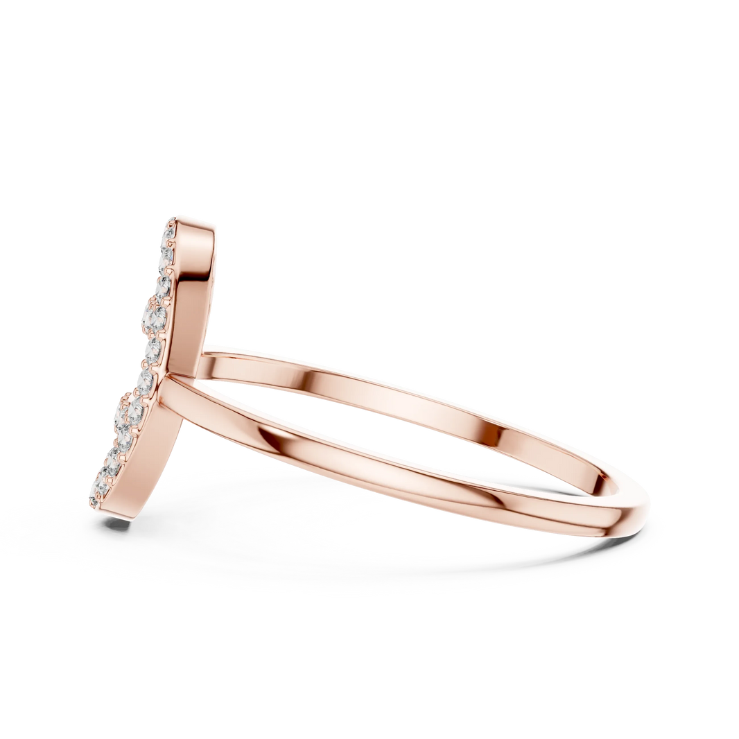 Open Oval Link Twin Bar Pavé Moissanite Ring in rose 925 sterling silver, view 3