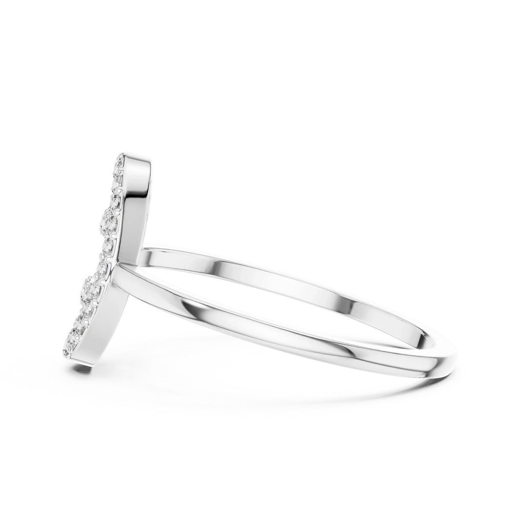 Open Oval Link Twin Bar Pavé Moissanite Ring in white 925 sterling silver, view 3