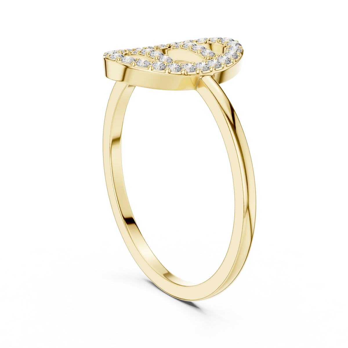 Open Oval Link Twin Bar Pavé Moissanite Ring in yellow 925 sterling silver, view 1