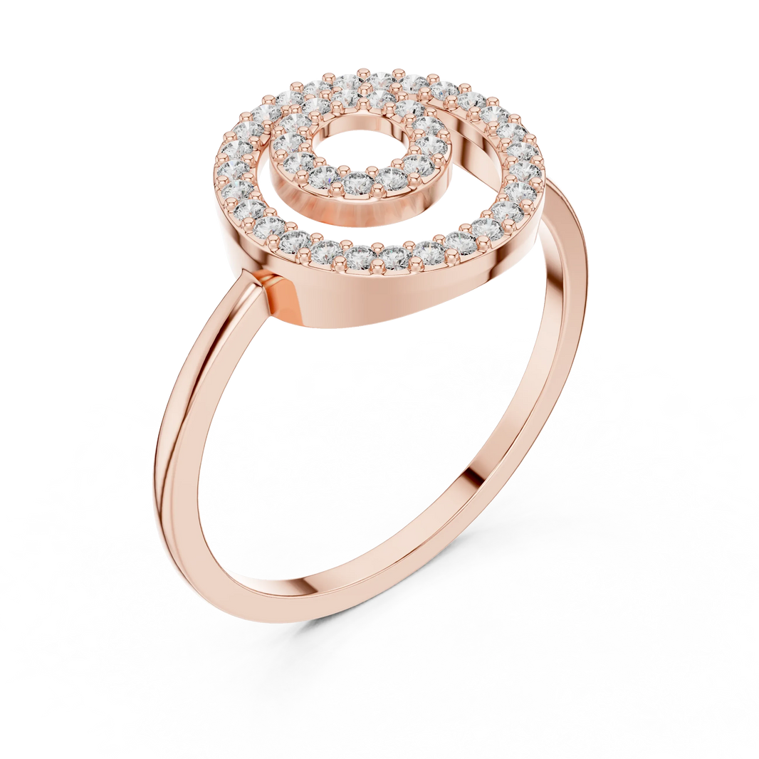 Double Open Circle Pavé Moissanite Ring in rose 925 sterling silver, view 2