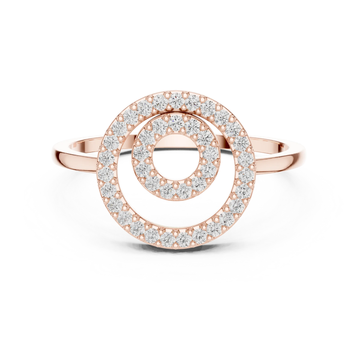 Double Open Circle Pavé Moissanite Ring in rose 925 sterling silver, view 4