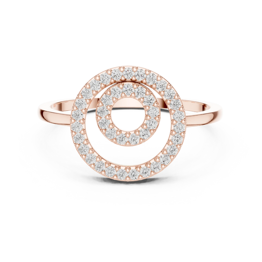 Double Open Circle Pavé Moissanite Ring in rose 925 sterling silver, view 4