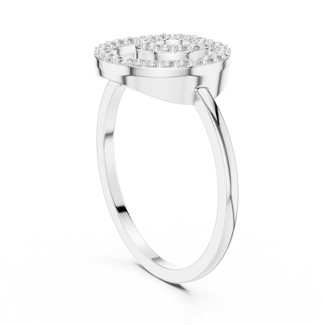 Double Open Circle Pavé Moissanite Ring in white 925 sterling silver, view 1