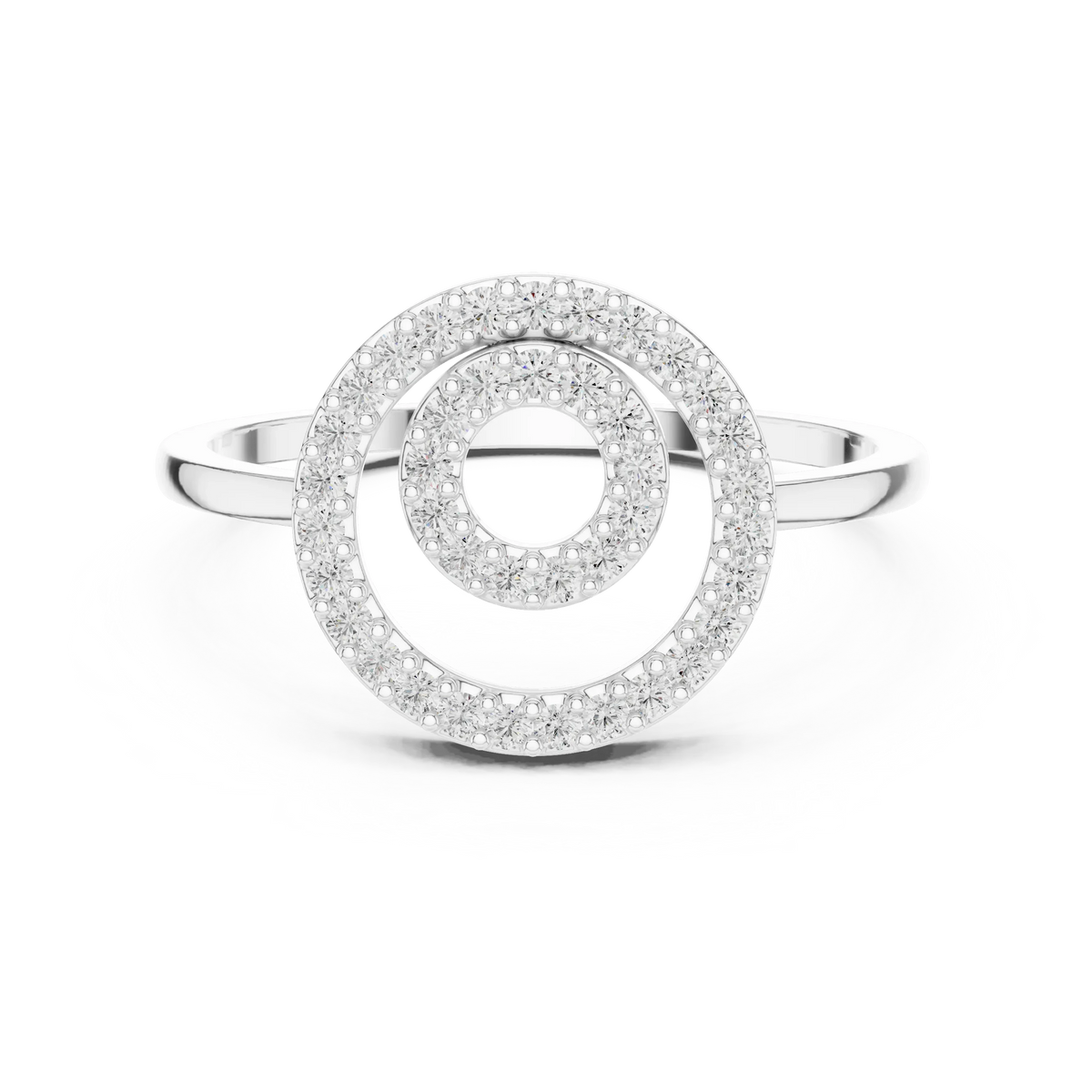 Double Open Circle Pavé Moissanite Ring in white 925 sterling silver, view 4
