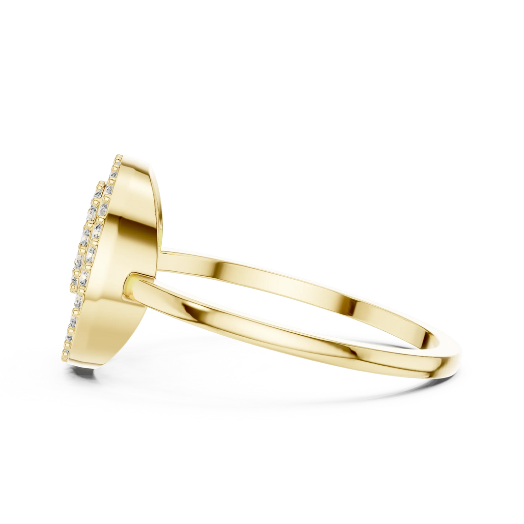 Double Open Circle Pavé Moissanite Ring in yellow 925 sterling silver, view 3