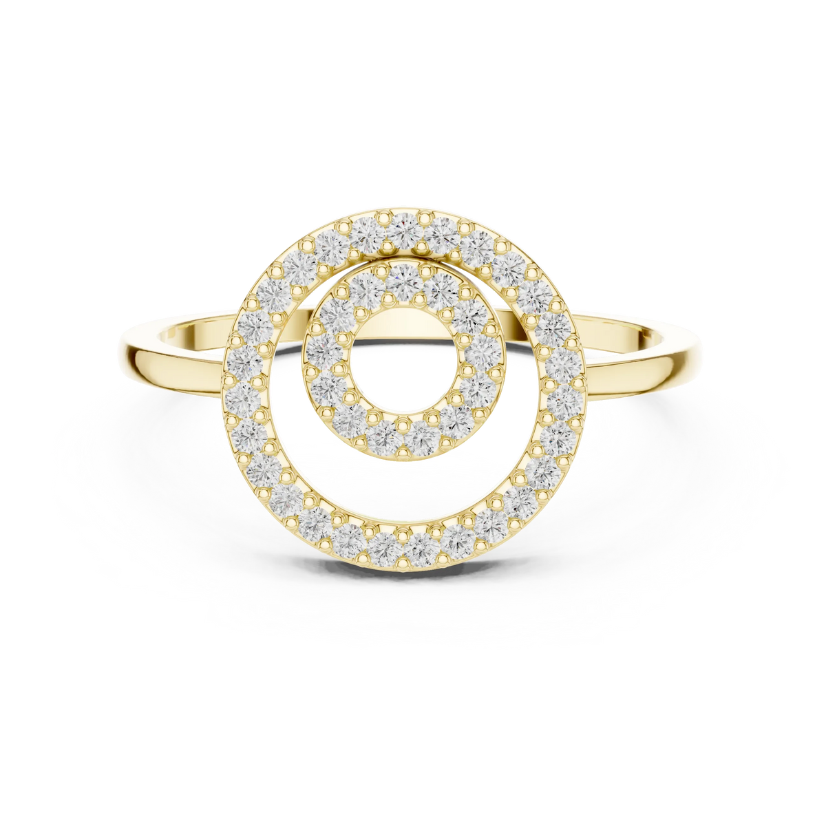 Double Open Circle Pavé Moissanite Ring in yellow 925 sterling silver, view 4