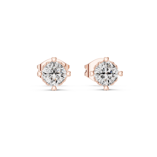 Cushion Moissanite Heart Prong Stud Earrings in rose 925 sterling silver, view 4