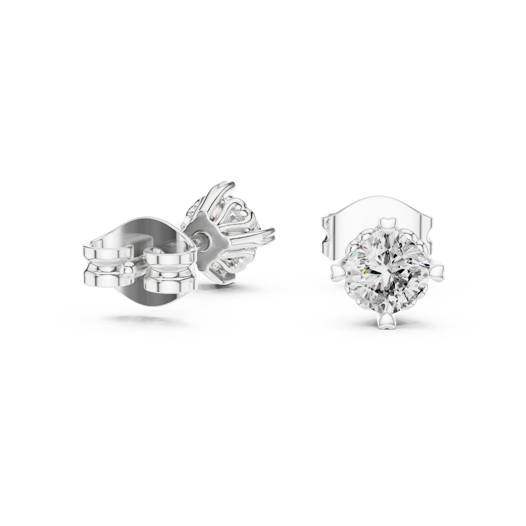 Cushion Moissanite Heart Prong Stud Earrings in white 925 sterling silver, view 1