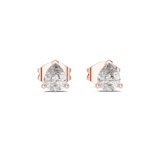 Pear Moissanite Three Prong Stud Earrings in rose 925 sterling silver, view 4