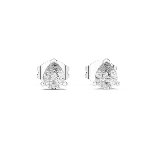 Pear Moissanite Three Prong Stud Earrings in white 925 sterling silver, view 4