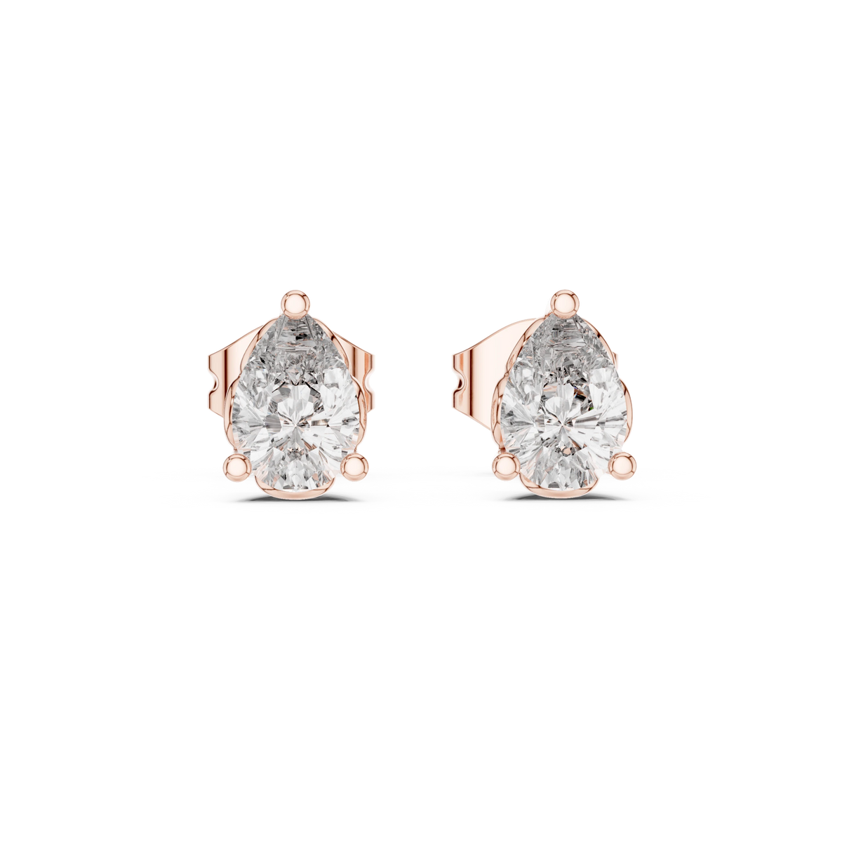 Pear Moissanite Filigree Basket Stud Earrings in rose 925 sterling silver, view 4