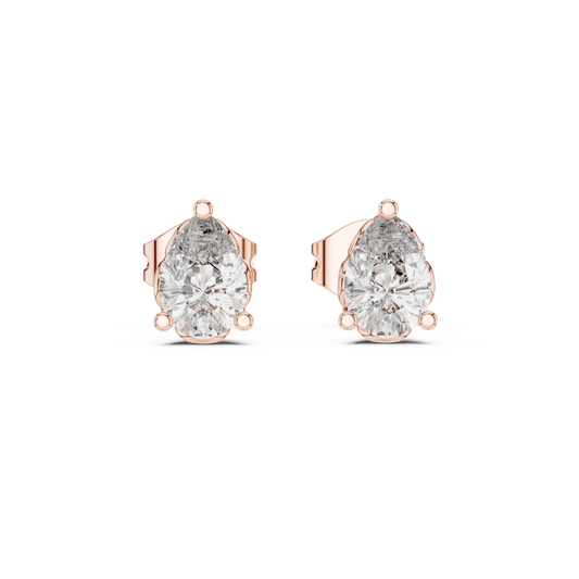 Pear Moissanite Filigree Basket Stud Earrings in rose 925 sterling silver, view 4