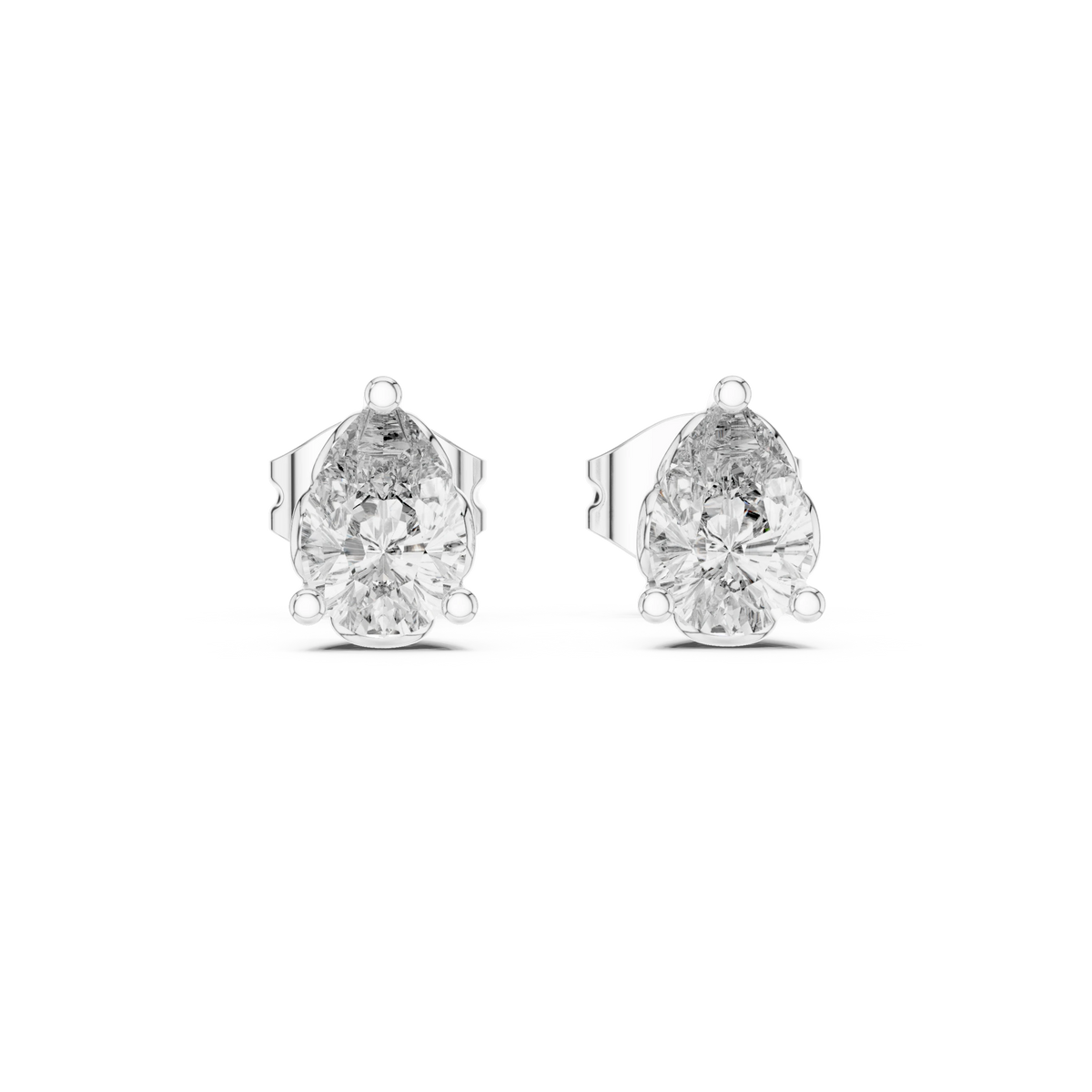 Pear Moissanite Filigree Basket Stud Earrings in white 925 sterling silver, view 4