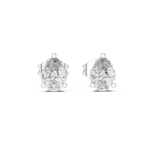 Pear Moissanite Filigree Basket Stud Earrings in white 925 sterling silver, view 4