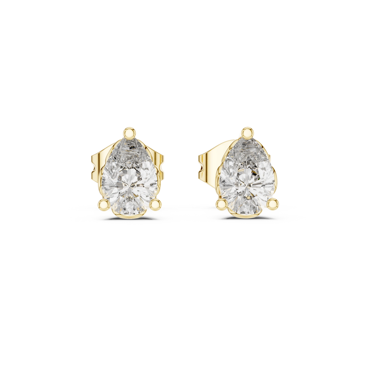 Pear Moissanite Filigree Basket Stud Earrings in yellow 925 sterling silver, view 4